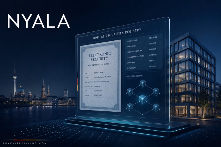NYALA digital securities infrastructure connecting an electronic security with commercial real estate