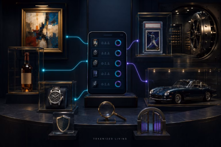 Splint Invest app showing fractional ownership of securely stored art, wine, watches, trading cards and classic cars.