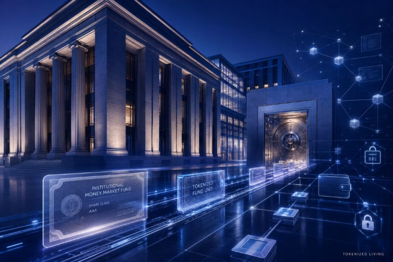 State Street digital asset platform connecting tokenized funds with institutional custody and blockchain networks.