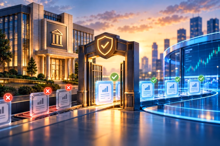 Corporate representatives symbolically objecting to tokenized stock certificates entering a digital trading venue.